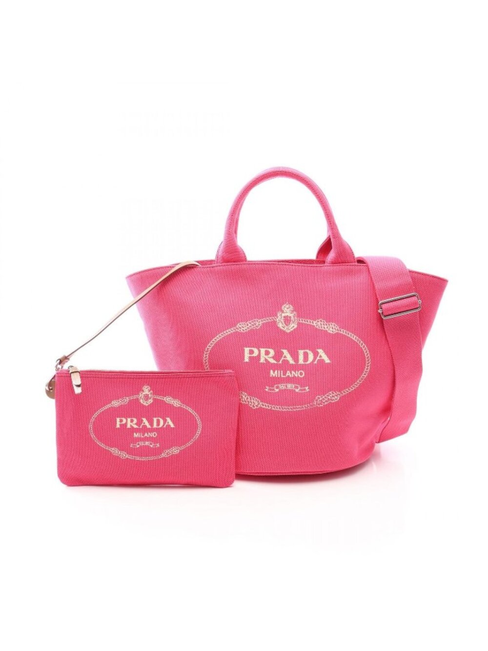 Prada Tote Bag Canapa 2-Way Pink Canvas